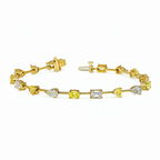 14K yellow gold diamond bracelet with mixed cut yellow and white diamonds, 8.49 carats, from Colorlabdiamonds.