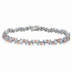 Colorlabdiamonds 18KT white gold pink and white diamond bracelet with round and emerald cuts, 9.68 carats total weight.