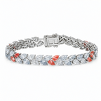 18KT white gold bracelet by Colorlabdiamonds featuring pink and white diamonds, 15.12 carats total weight, elegant jewelry piece.