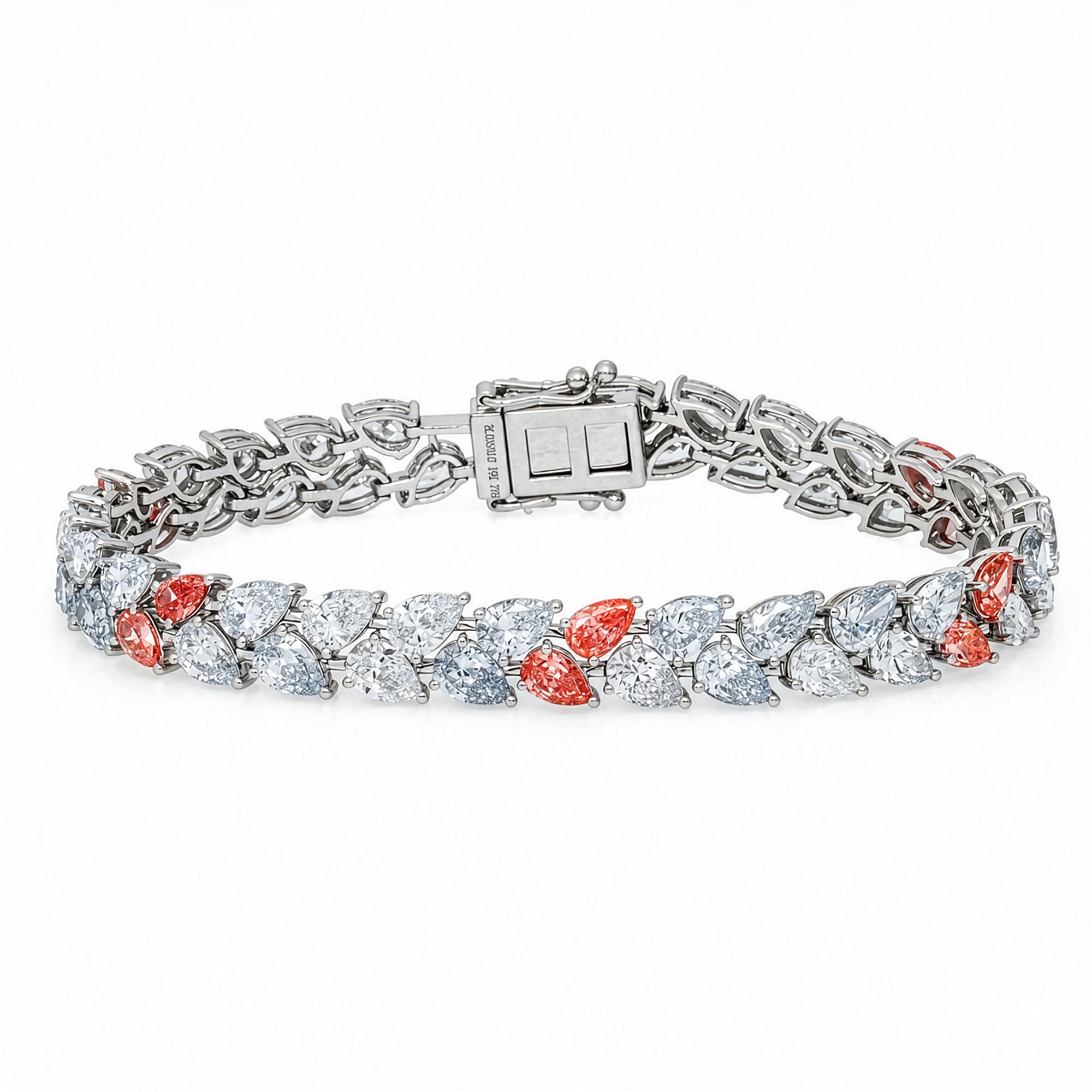 18KT white gold bracelet by Colorlabdiamonds featuring pink and white diamonds, 15.12 carats total weight, elegant jewelry piece.