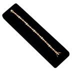 Colorlabdiamonds 18KT yellow gold pink and white diamond bracelet with round and cushion cut stones, 6.31 carats total weight.