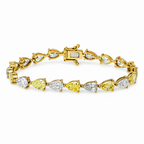 18K two-tone yellow and white gold diamond bracelet with pear-cut 14.79 carats from Colorlabdiamonds, featuring elegant craftsmanship.