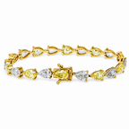 Colorlabdiamonds 18KT two-tone yellow and white pear cut diamond bracelet featuring 14.79ctw with elegant, sparkling design.