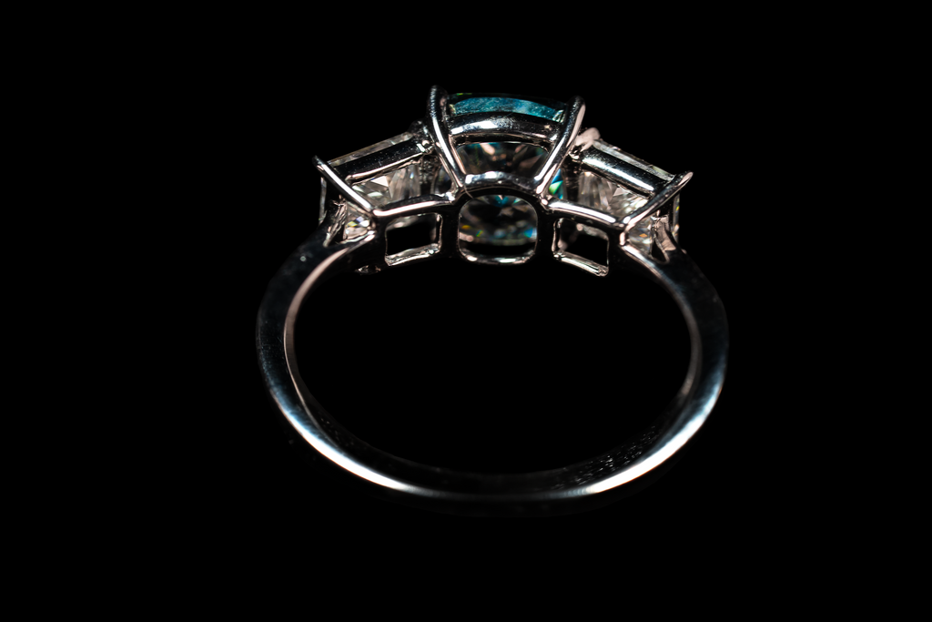 14K white gold fancy blue diamond ring with 3.17 carats, showcasing a stunning blue gemstone, from Colorlabdiamonds.