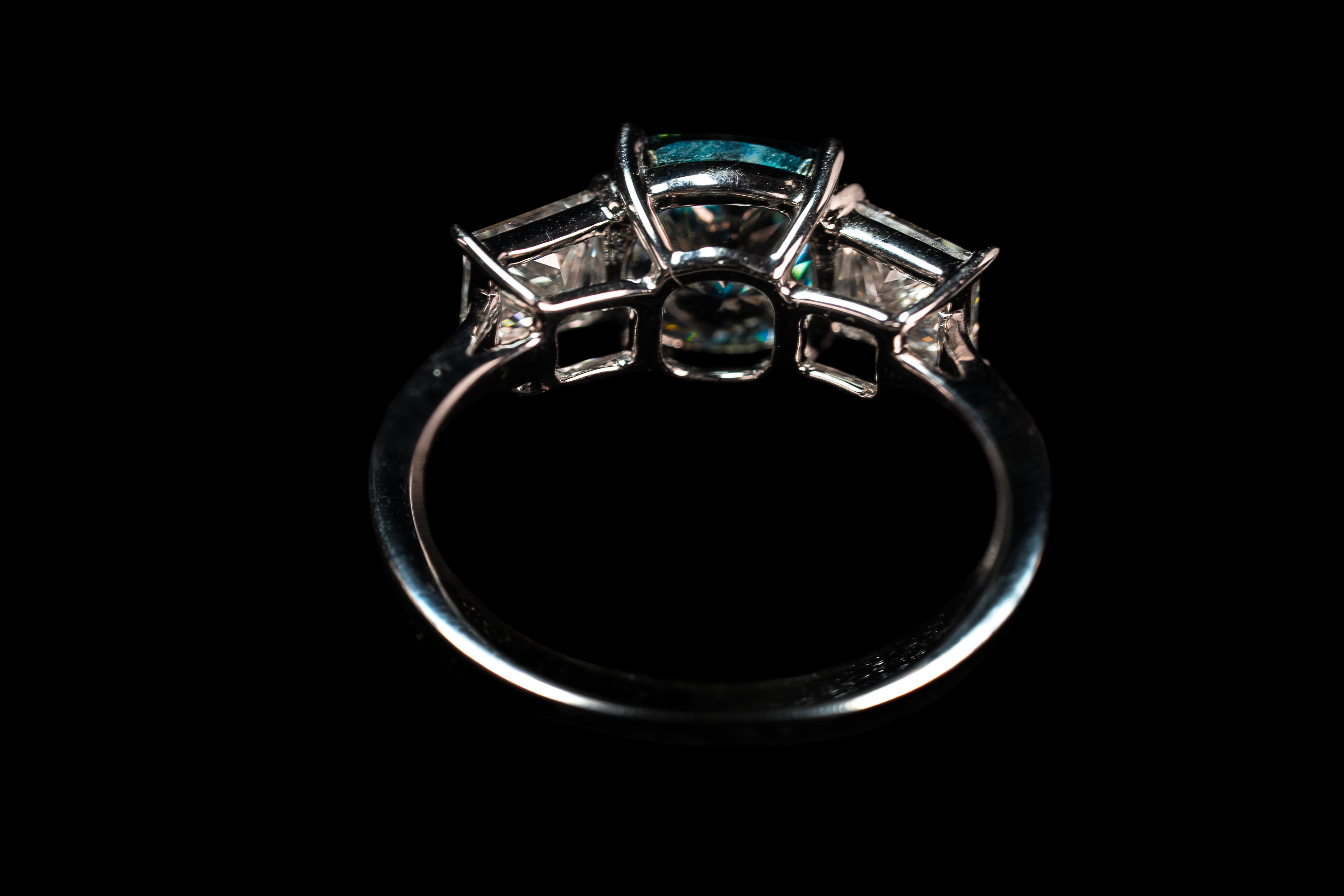 14K white gold fancy blue diamond ring with 3.17 carats, showcasing a stunning blue gemstone, from Colorlabdiamonds.
