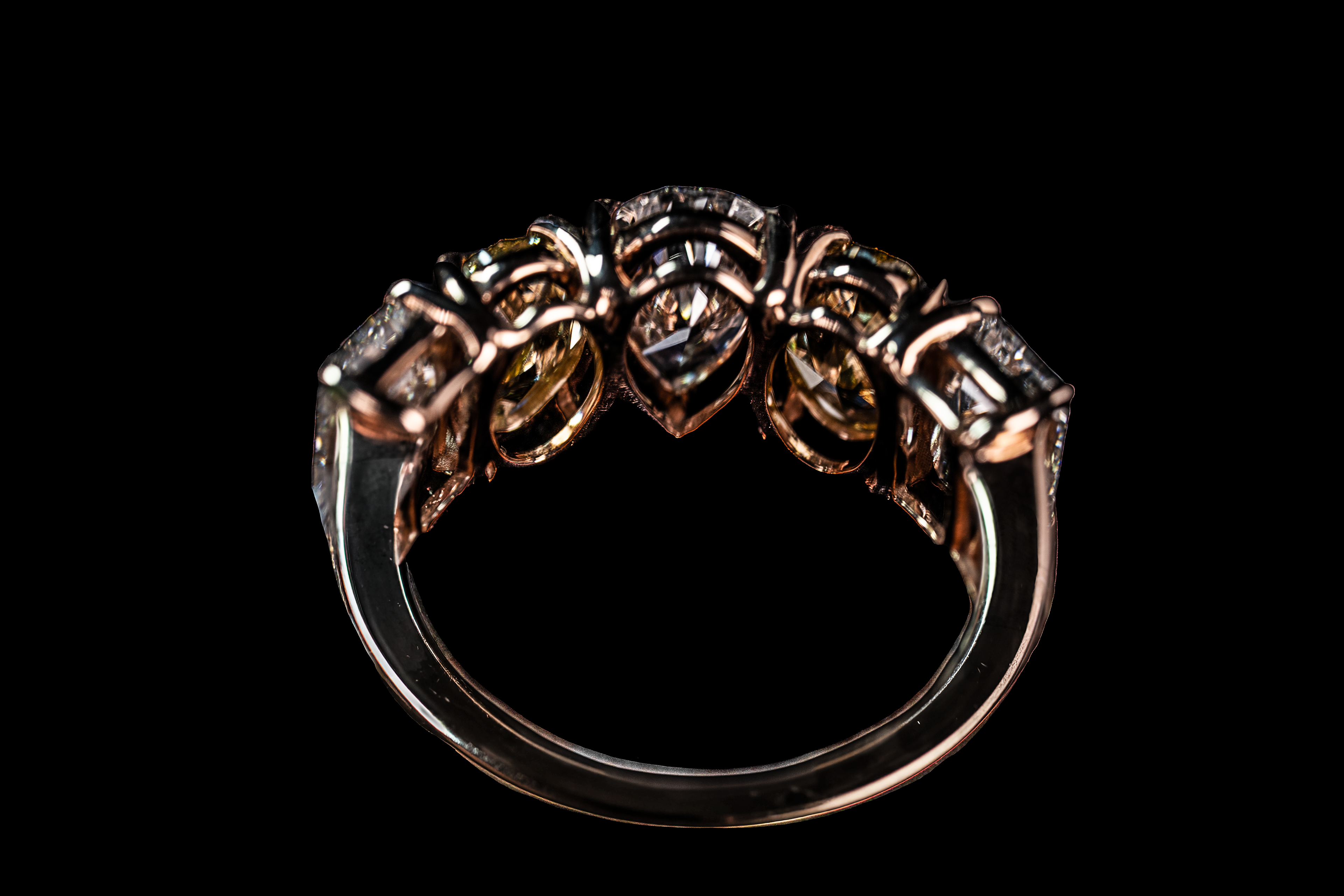 14K two-tone yellow and white diamond ring with 4.71 carats from Colorlabdiamonds, showcasing a fancy design and sparkling stones.