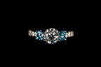 14K white gold triple diamond blue ring with 2.31 ctw, featuring fancy blue and white diamonds, by Colorlabdiamonds.